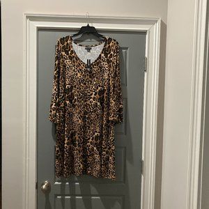 New Directions XL Women Dress w/ Leopard Design Print